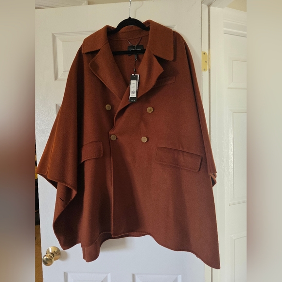 BCBGMaxAzria Women's Double-Breasted Rust Pea Coat - Picture 6 of 6